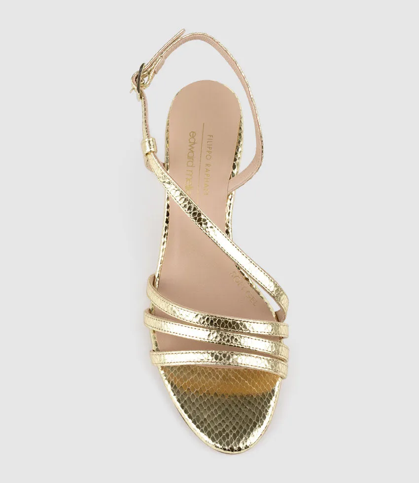 SEDAI70 Strappy Sandal in Gold Snake