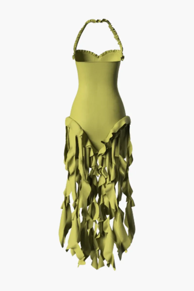 Selvina – Cascading ruffles – Halter dress