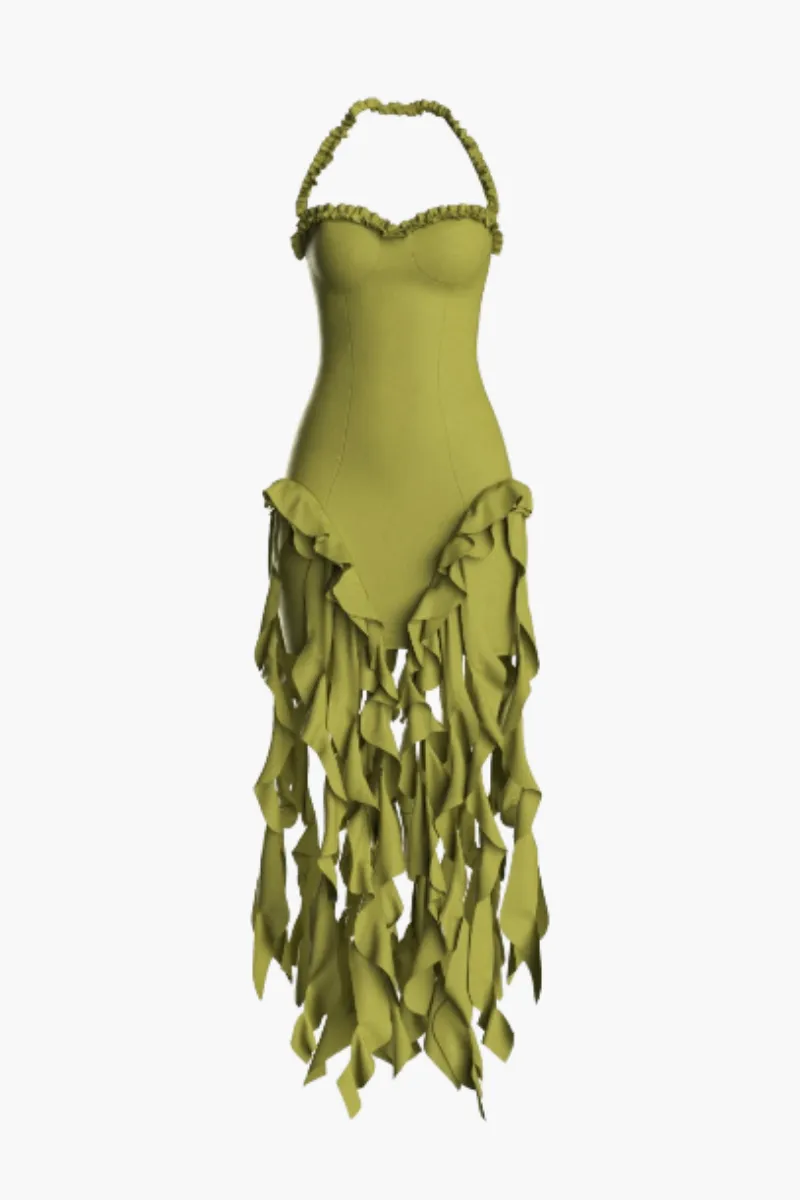 Selvina – Cascading ruffles – Halter dress