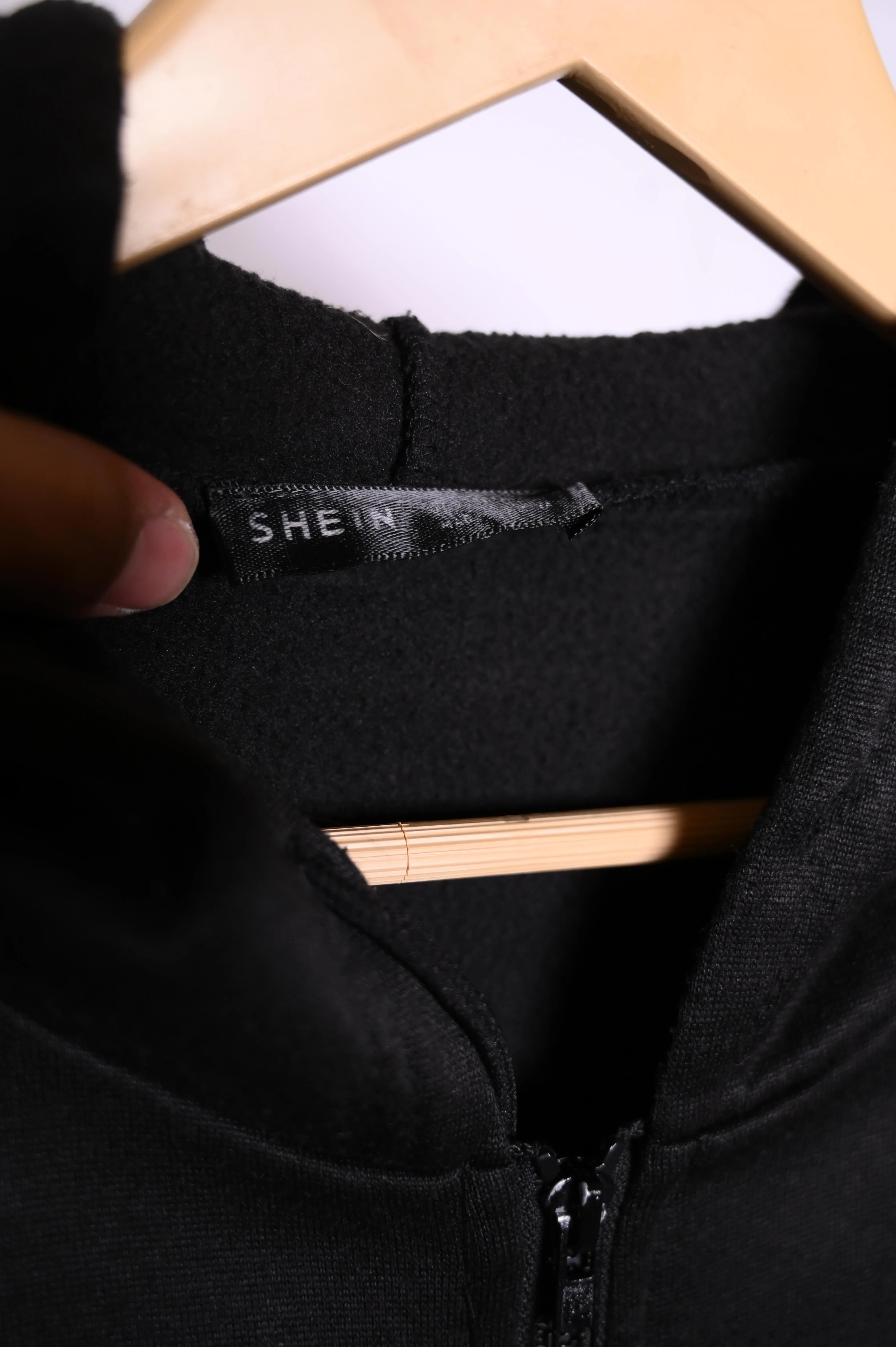 Shein Black Zipper Hoodie - Small
