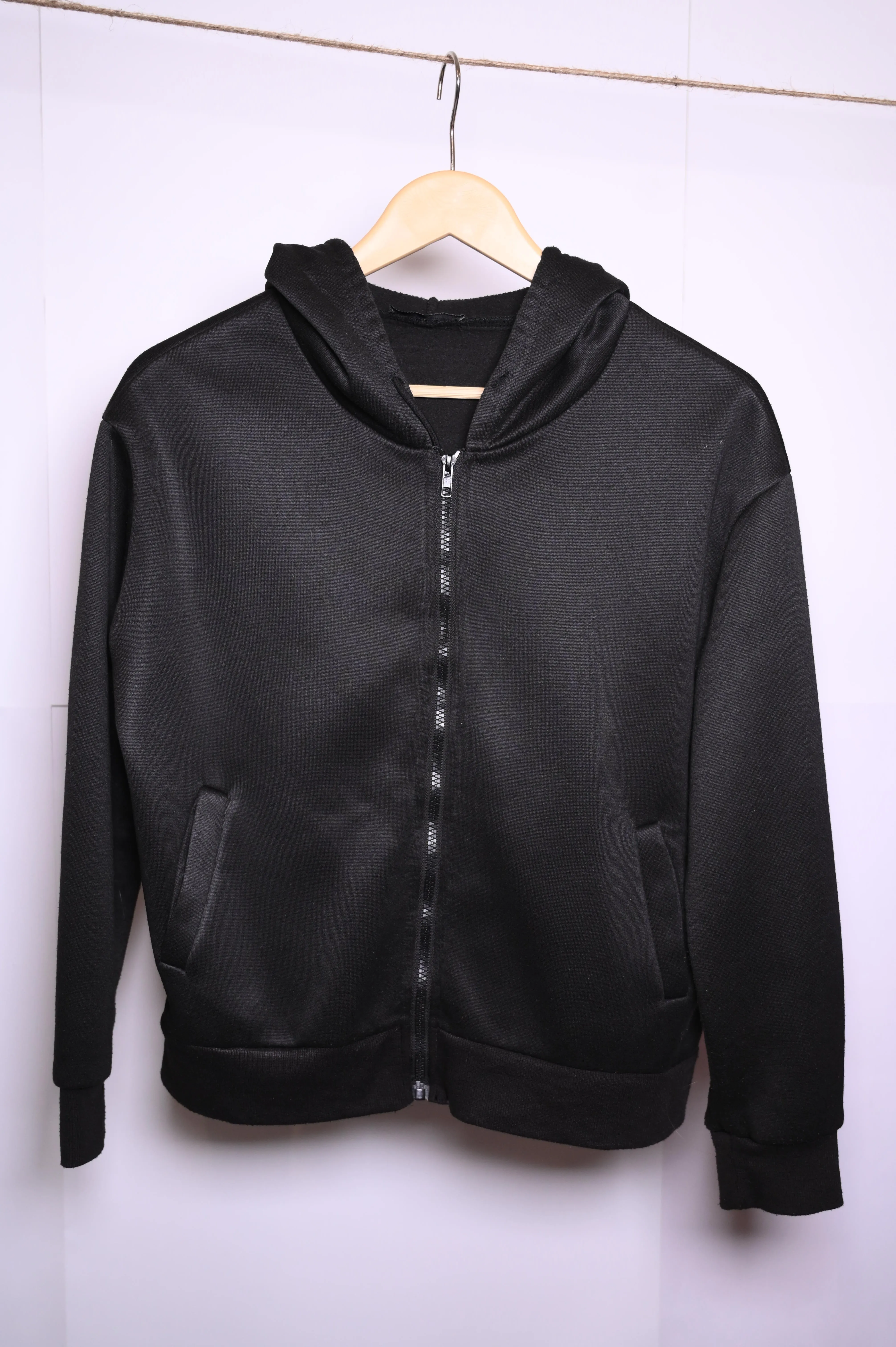 Shein Black Zipper Hoodie - Small