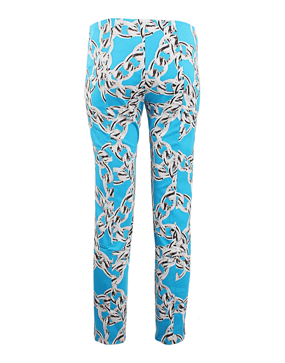 Side Zip Chain Link Print Pants