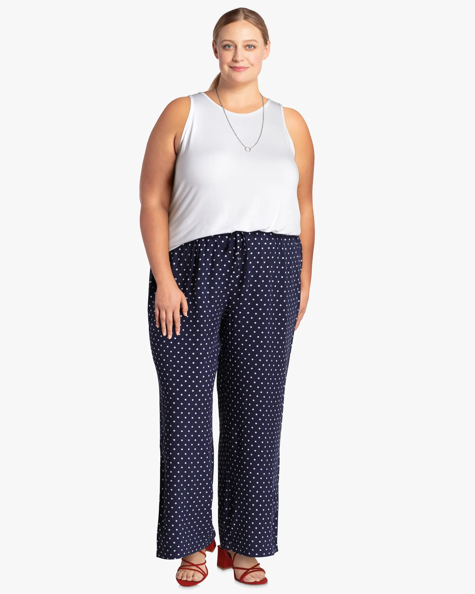 Sofia Printed Pull-On Pants | Navy / White