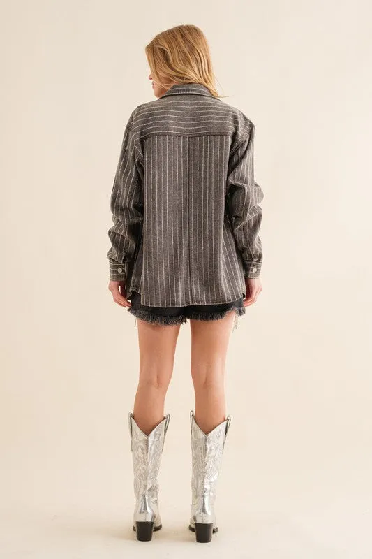 Stripe Sparkle Denim Jacket