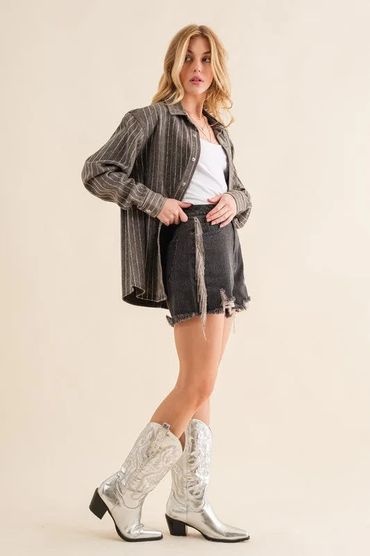 Stripe Sparkle Denim Jacket