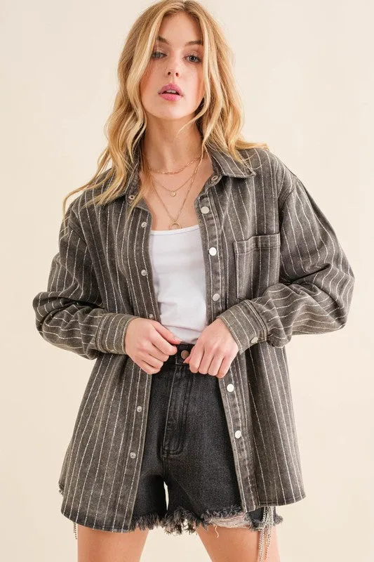 Stripe Sparkle Denim Jacket
