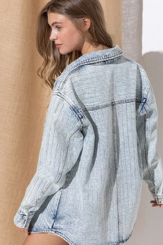 Stripe Sparkle Denim Jacket