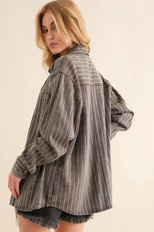 Stripe Sparkle Denim Jacket