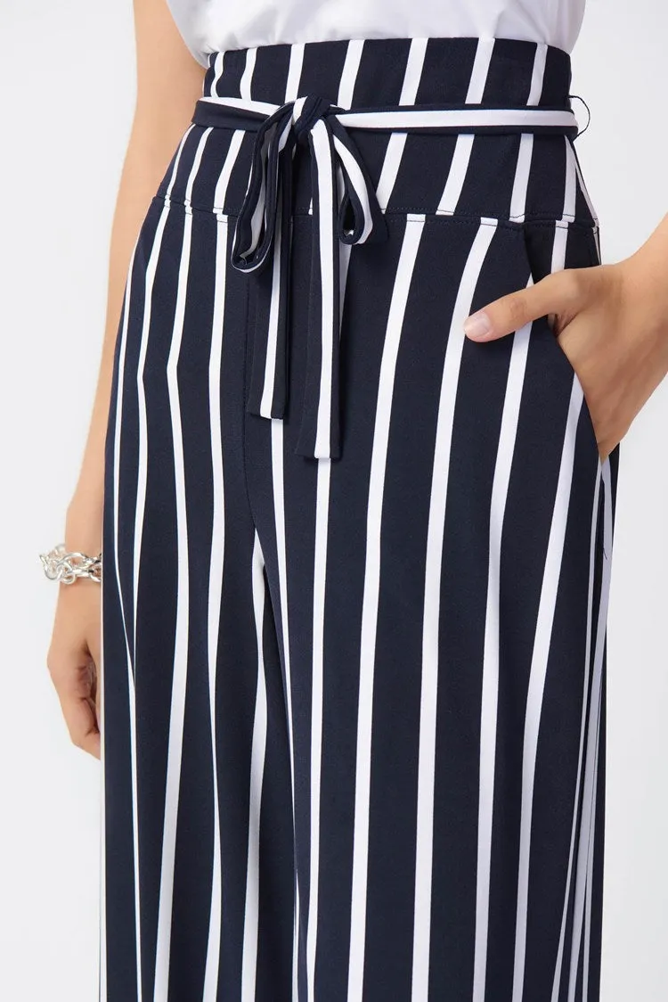 Striped Silky Knit Wide-Leg Pants