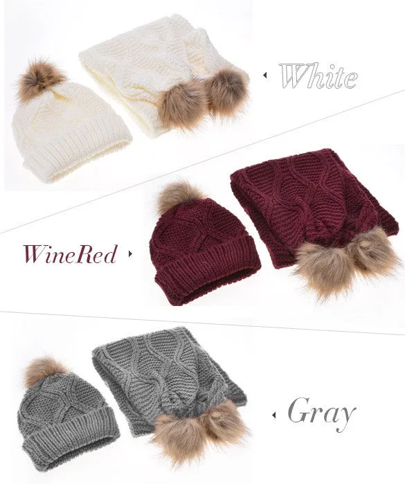 Stylish New Women's Knit Winter Warm Ski Slouch Hat Cap   Scarf Set