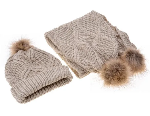 Stylish New Women's Knit Winter Warm Ski Slouch Hat Cap   Scarf Set
