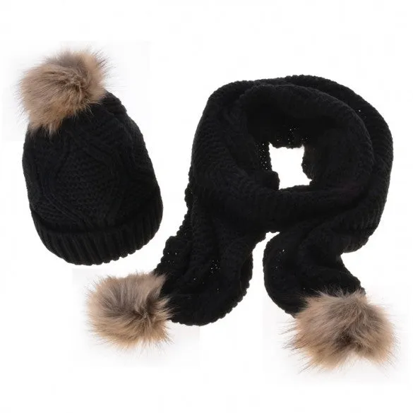 Stylish New Women's Knit Winter Warm Ski Slouch Hat Cap   Scarf Set