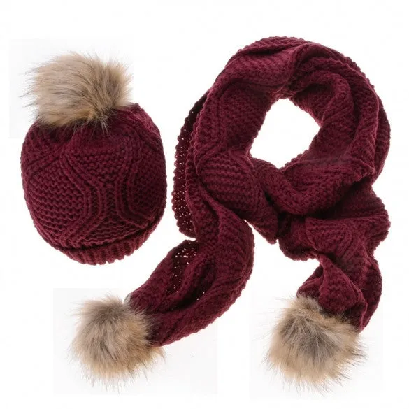 Stylish New Women's Knit Winter Warm Ski Slouch Hat Cap   Scarf Set
