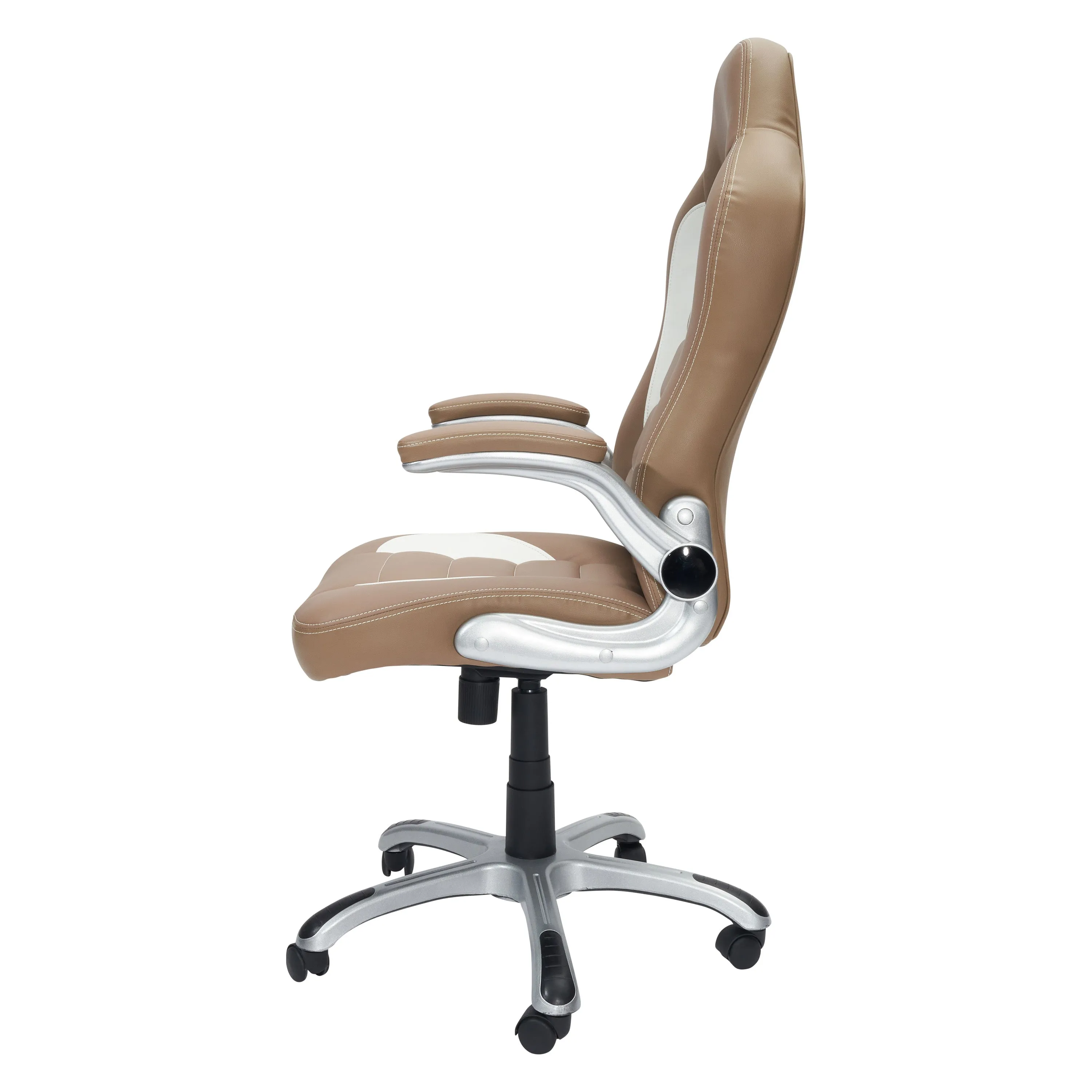 Techni Mobili High Back Executive Sport Race Office Chair with Flip-Up Arms - Camel PU Leather