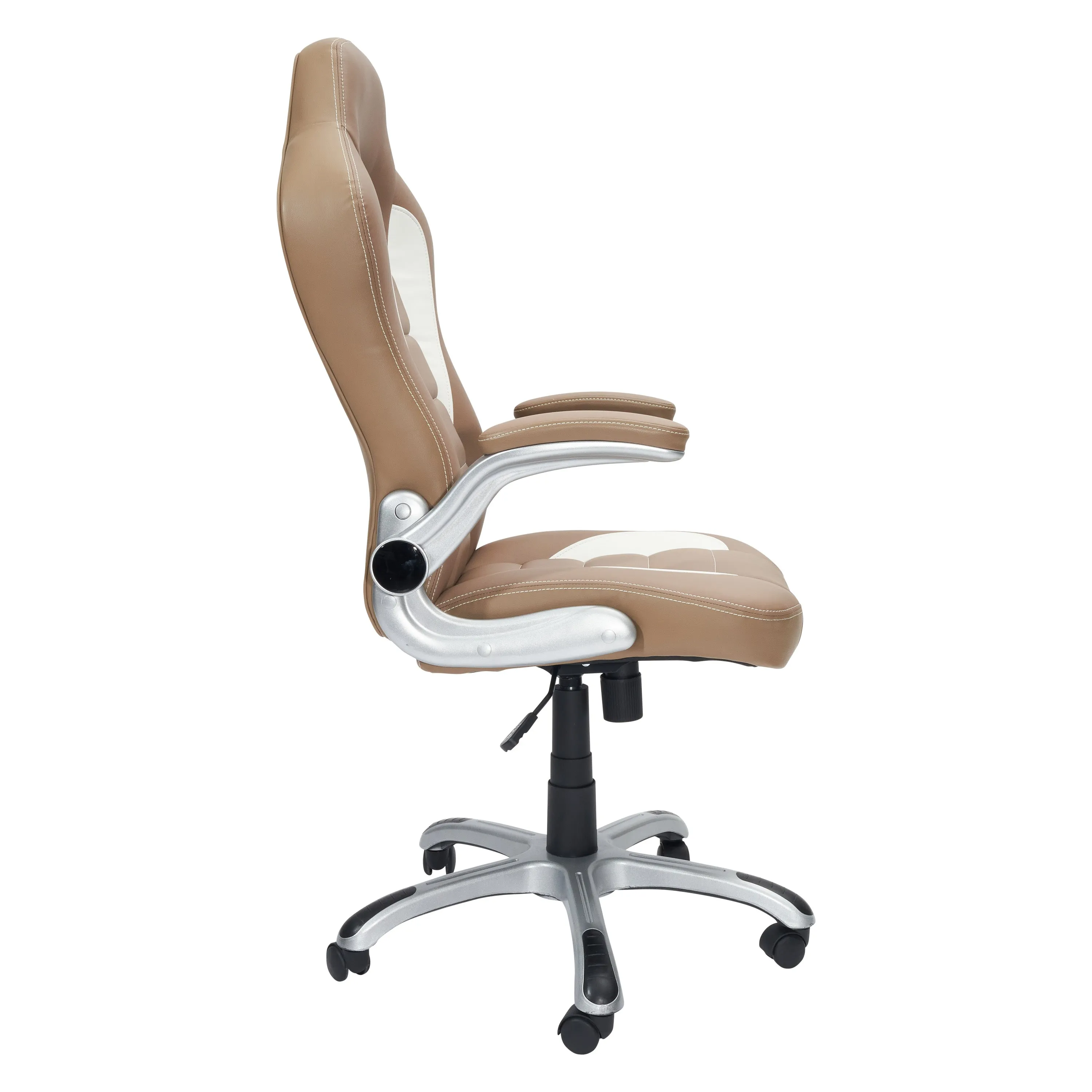 Techni Mobili High Back Executive Sport Race Office Chair with Flip-Up Arms - Camel PU Leather