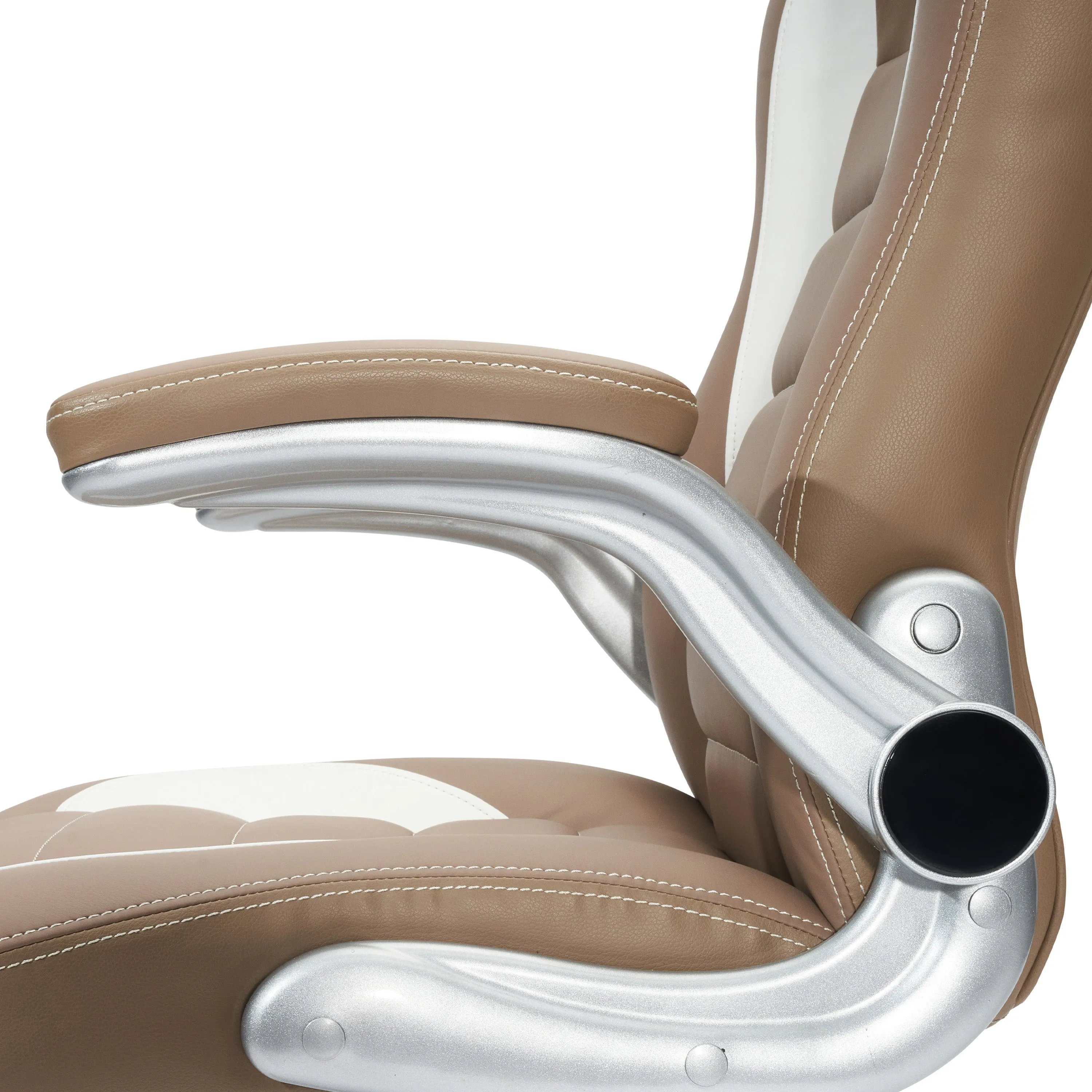 Techni Mobili High Back Executive Sport Race Office Chair with Flip-Up Arms - Camel PU Leather