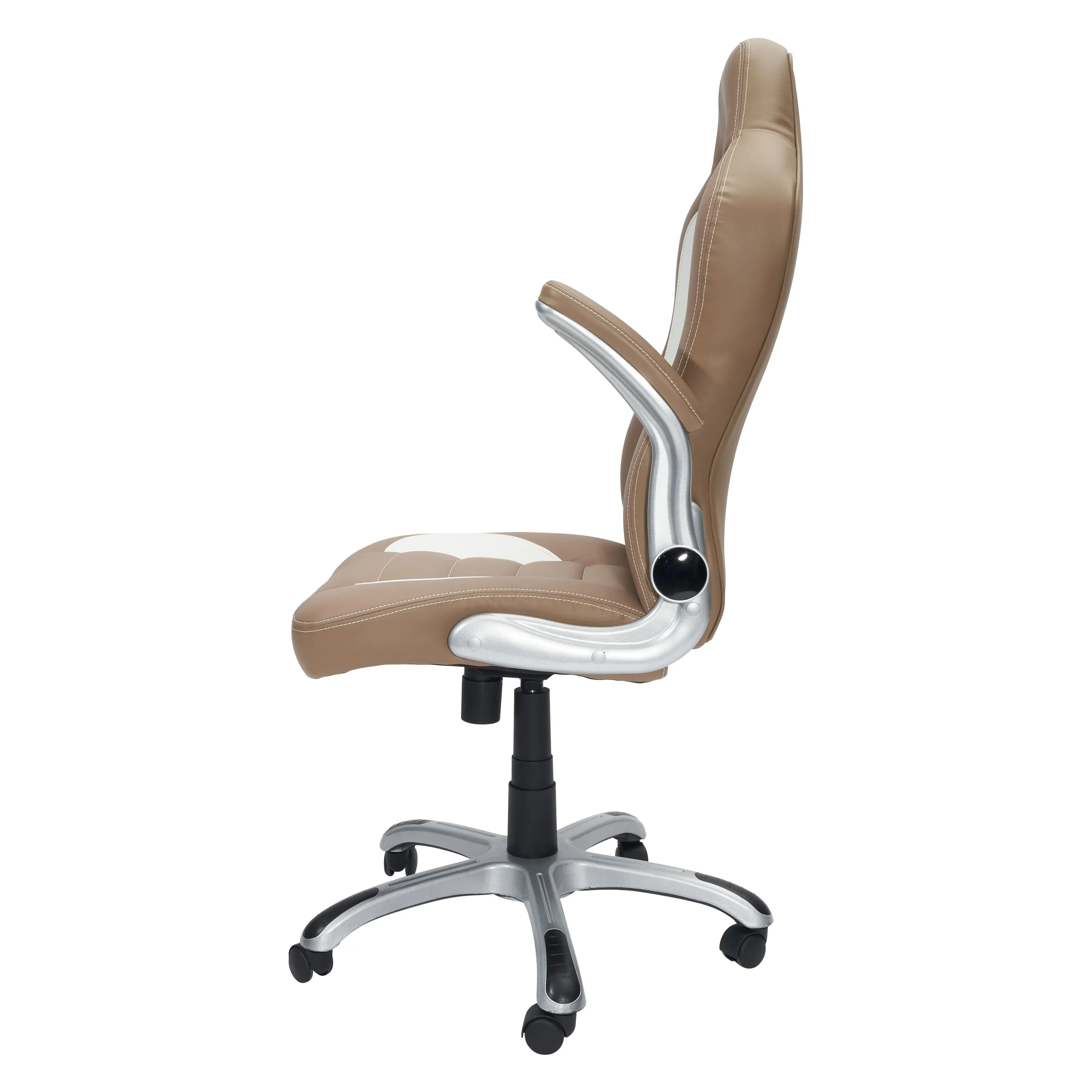Techni Mobili High Back Executive Sport Race Office Chair with Flip-Up Arms - Camel PU Leather