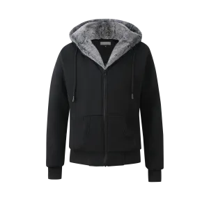 T.O. Collection Men's Black Hoodie - Grey Removable Fur