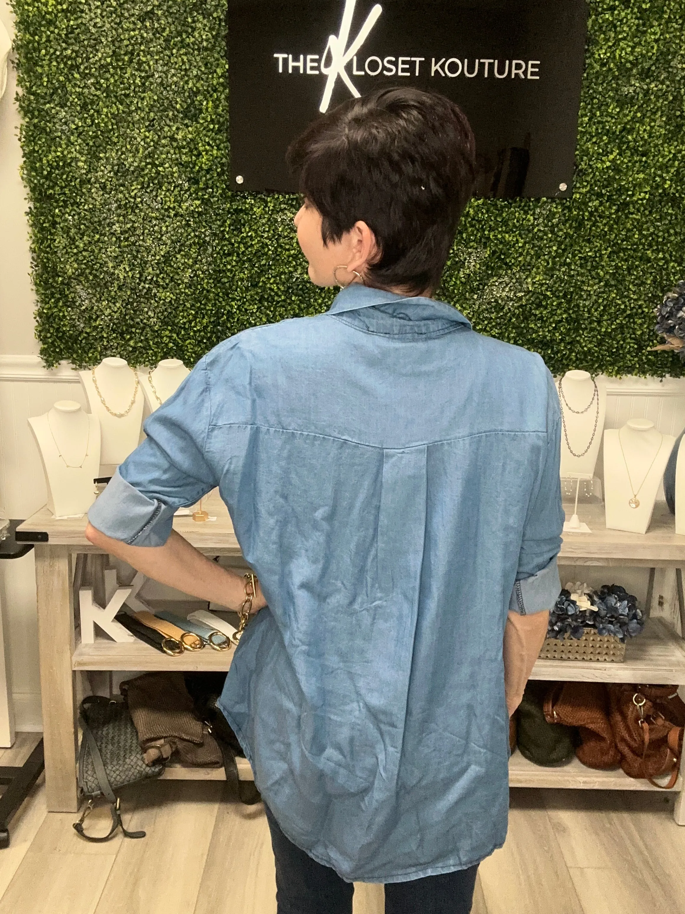 Triple Heart Denim Button Down