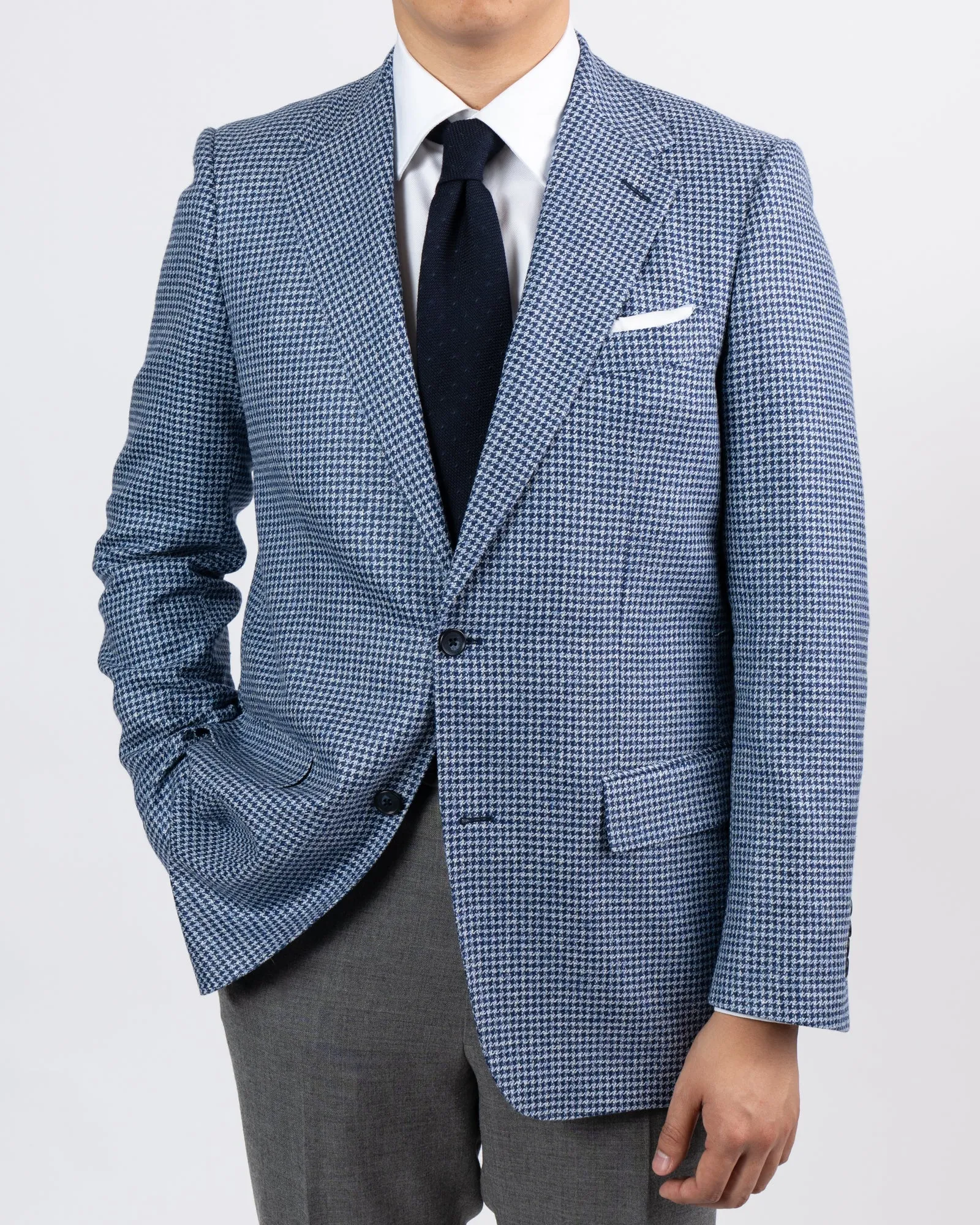 True Blues Houndstooth Wool, Silk, Linen Sportcoat