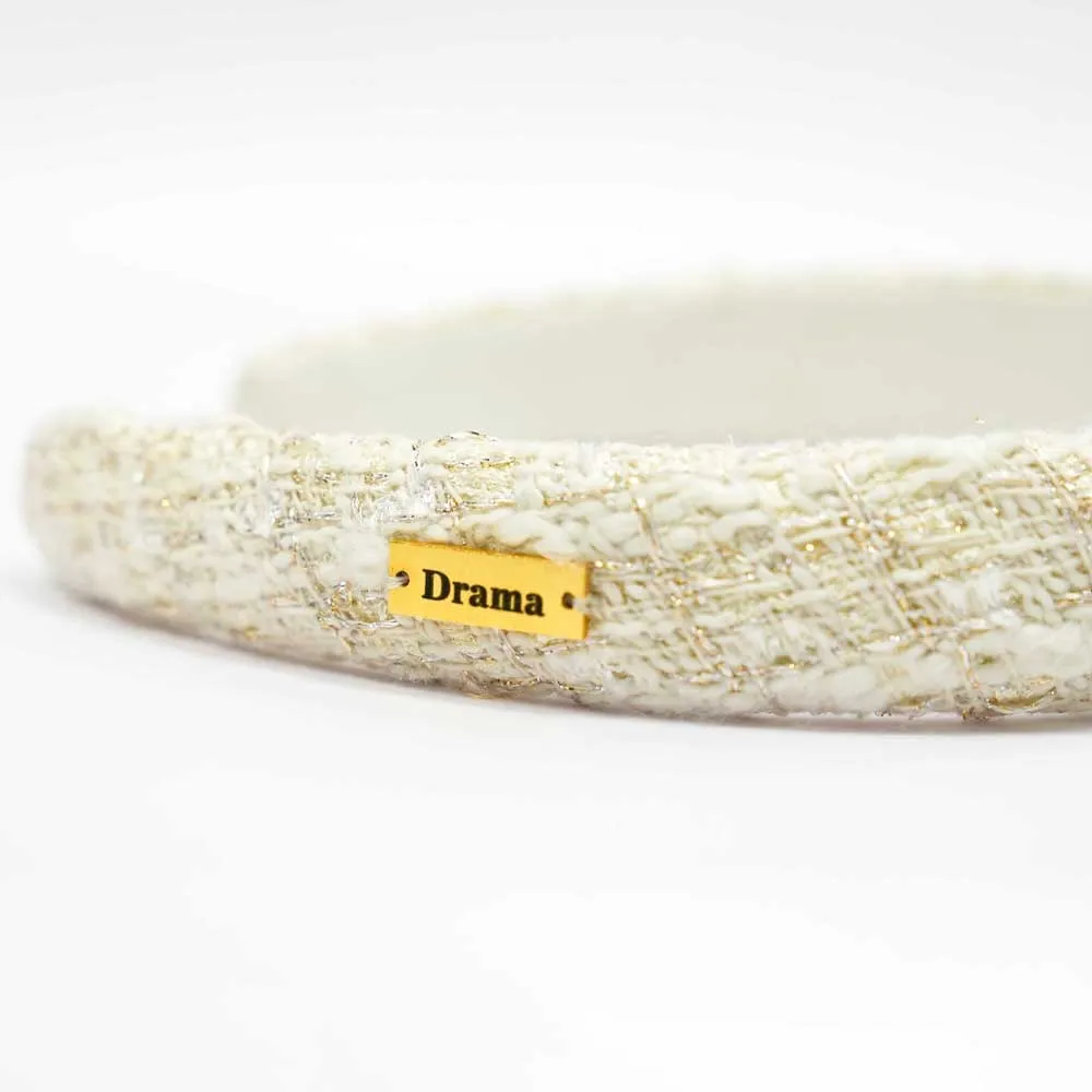 Tweed Puff Hair Band - White