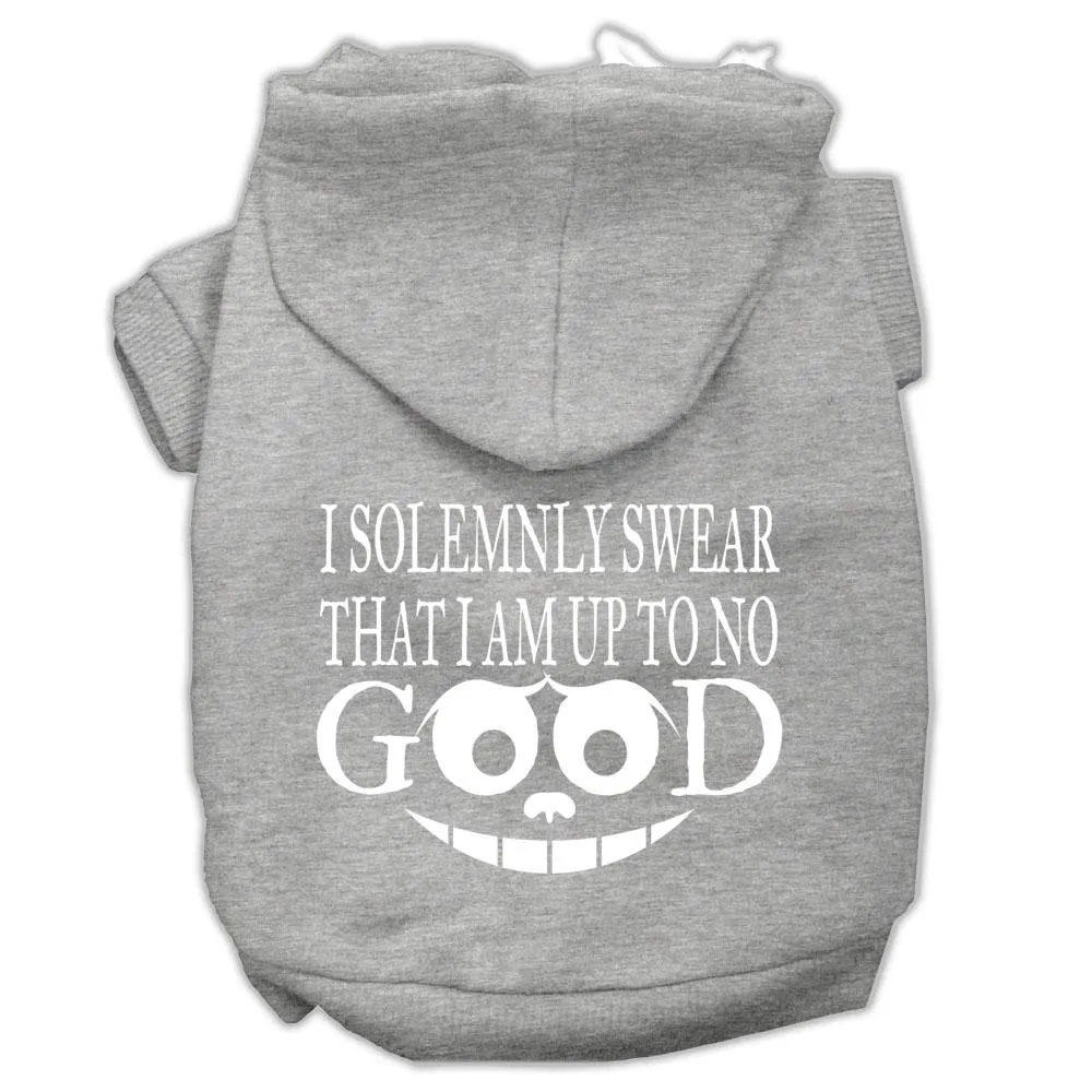 Up To No Good Screen Print Pet Hoodies Grey Size Sm (10)