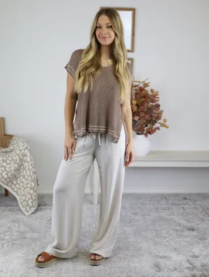 Wade Linen Blend Wide Leg Pants - Natural
