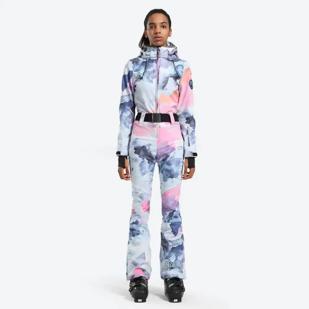 Women Hooded One Piece Snowsuits Waterproof Snow Jumpsuits