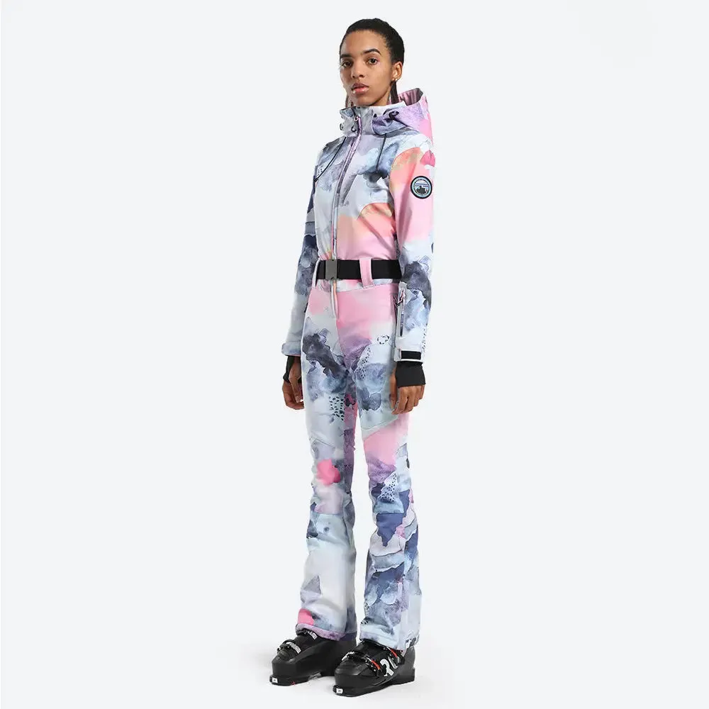 Women Hooded One Piece Snowsuits Waterproof Snow Jumpsuits