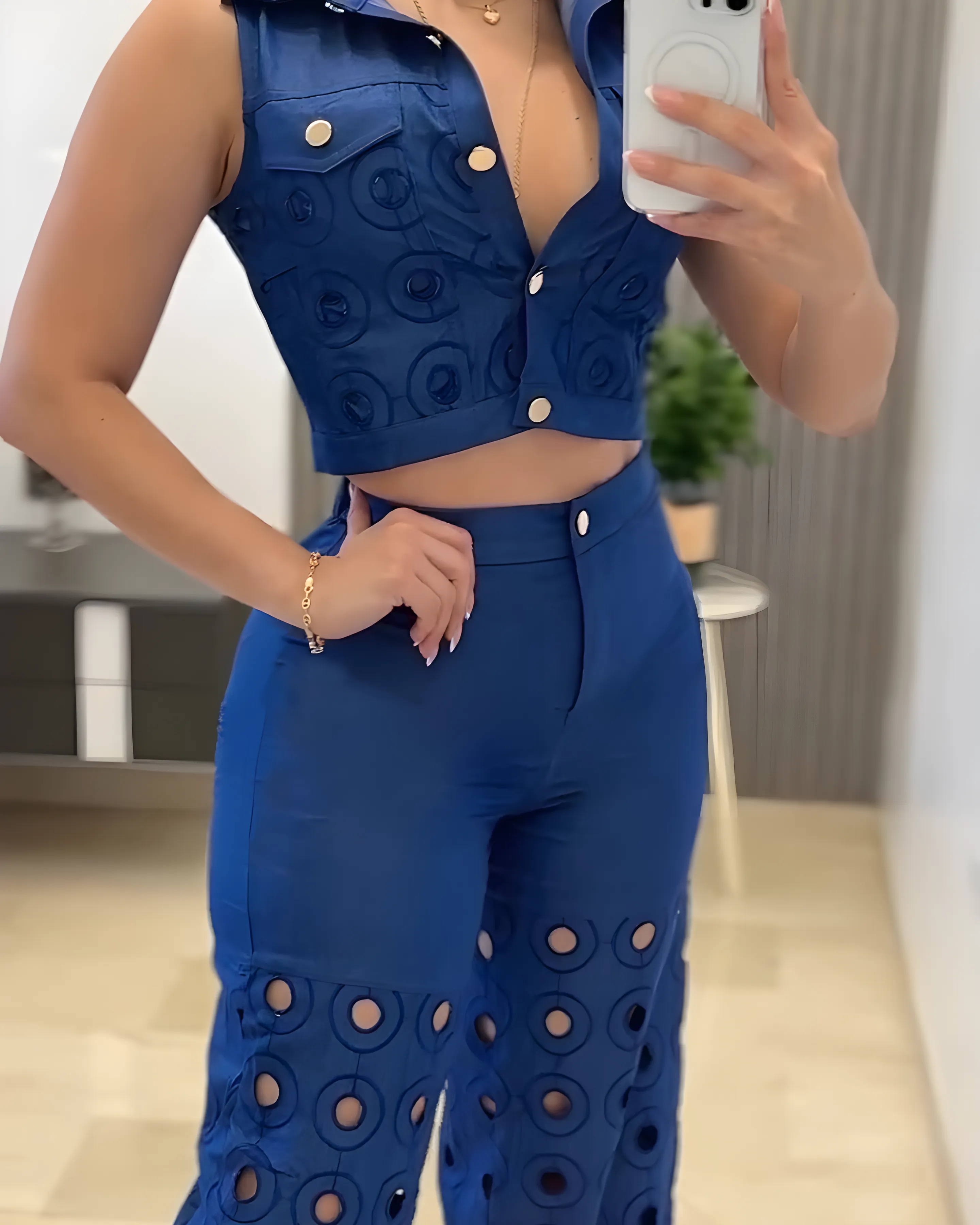 Women's Fashion Cutout Slim Sleeveless 2-Piece Set