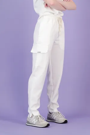 Women's Soft White Scrub Pants - Straight Fit