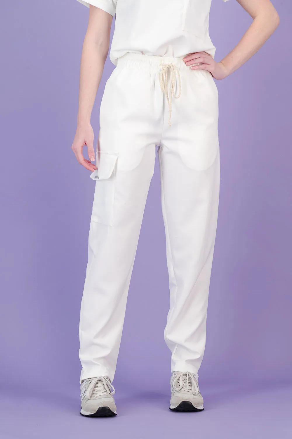 Women's Soft White Scrub Pants - Straight Fit
