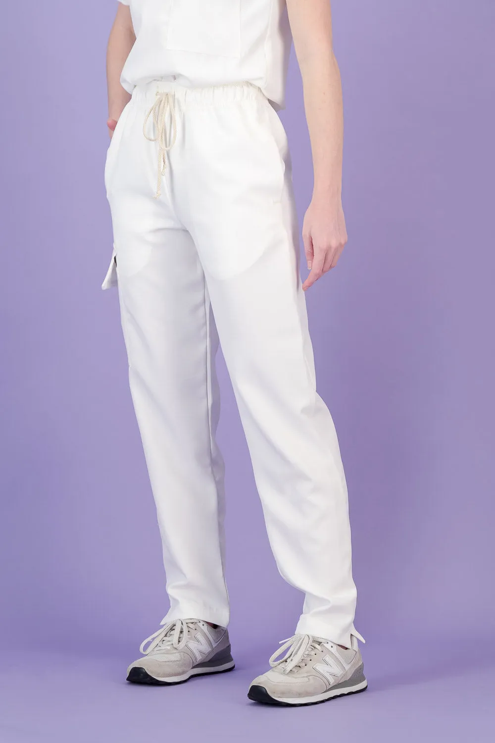 Women's Soft White Scrub Pants - Straight Fit