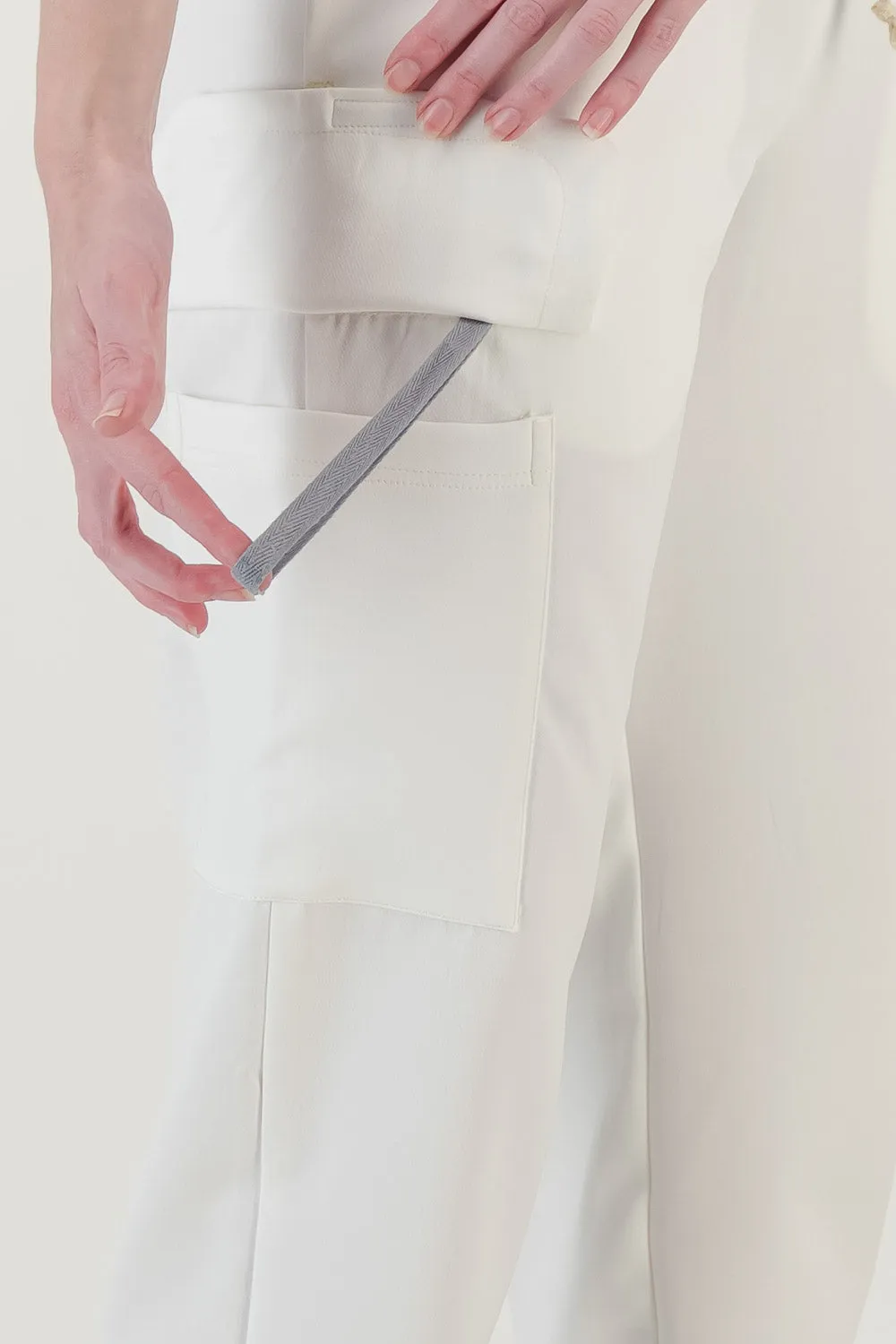 Women's Soft White Scrub Pants - Straight Fit