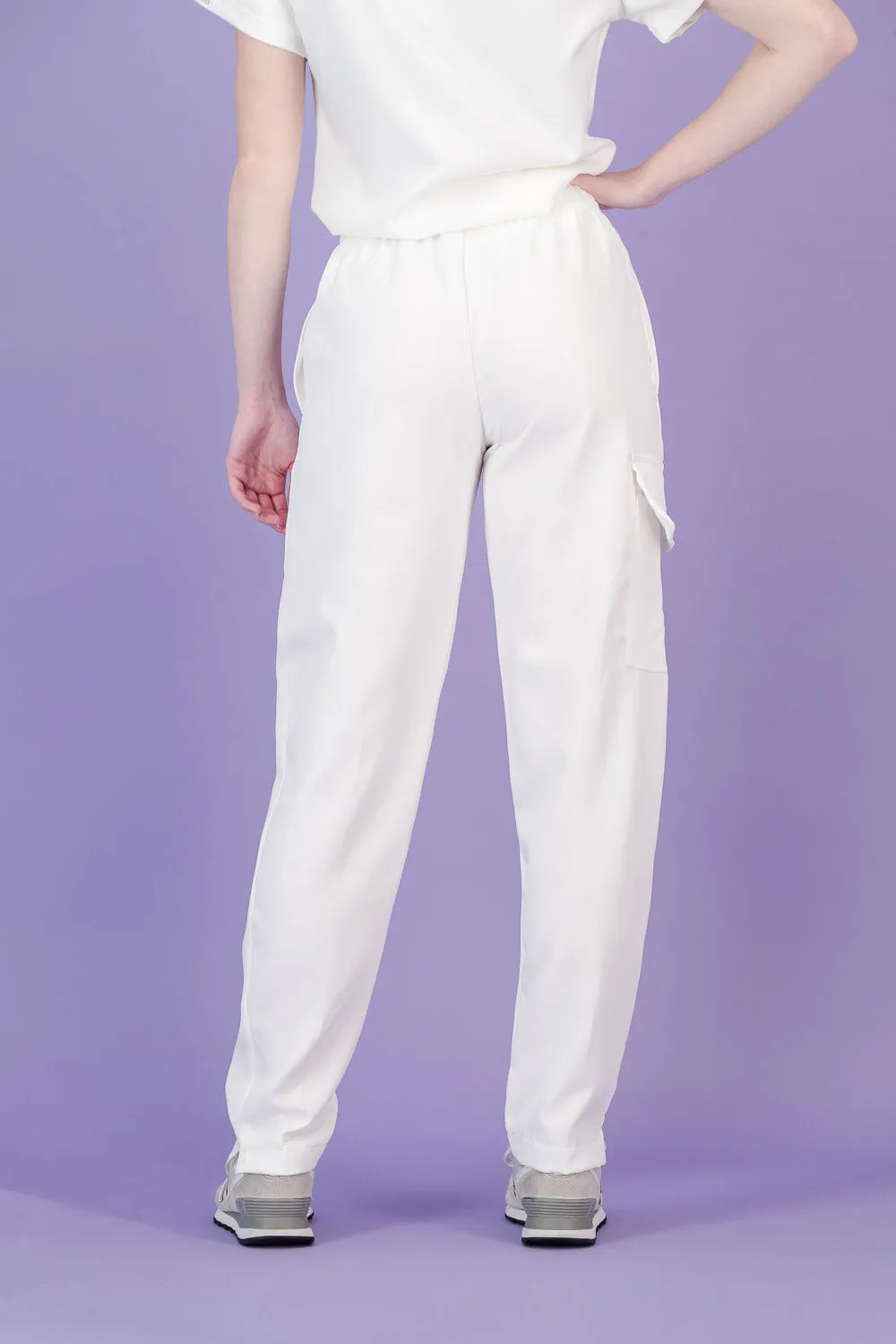 Women's Soft White Scrub Pants - Straight Fit