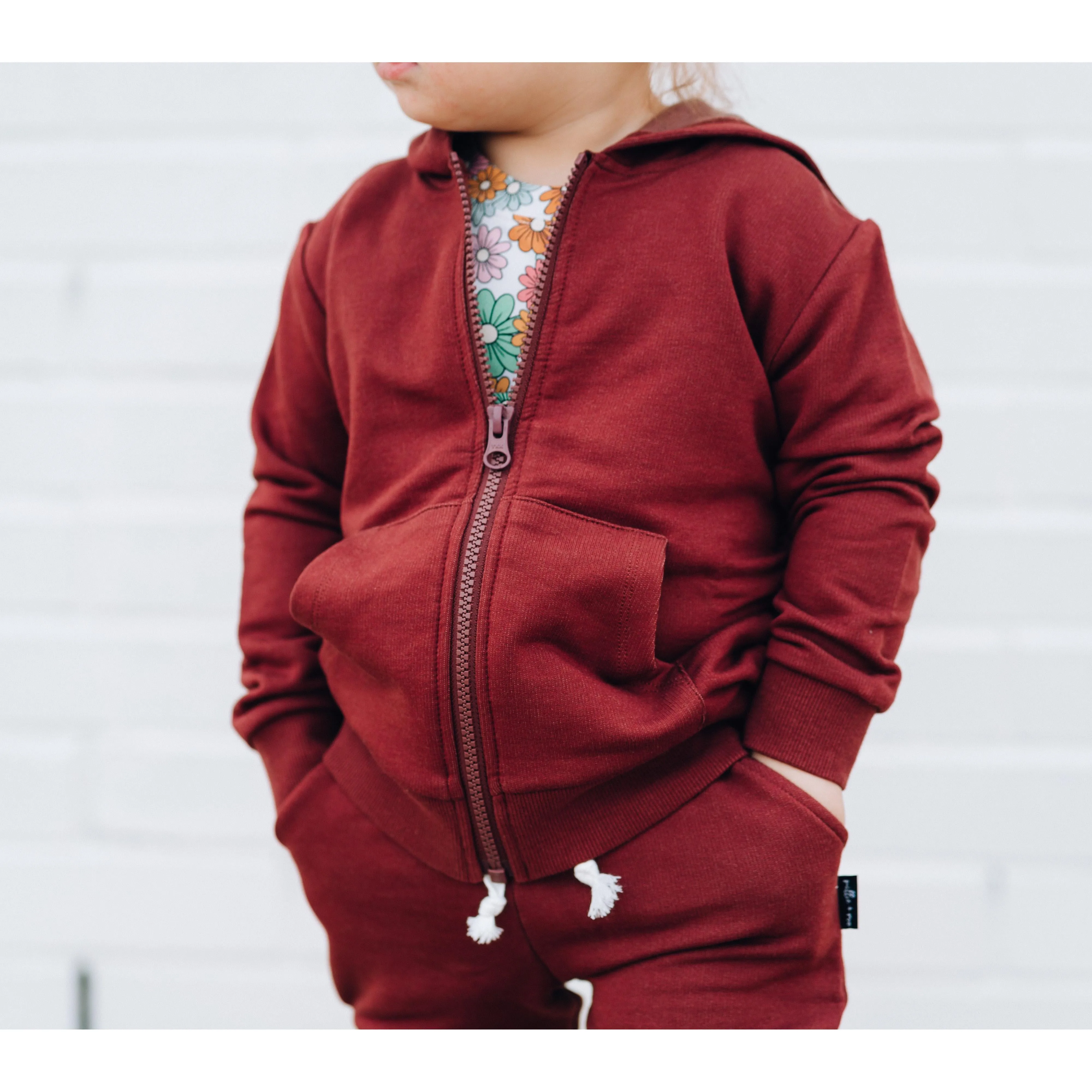 ZIP HOODIE- Oxblood Bamboo French Terry