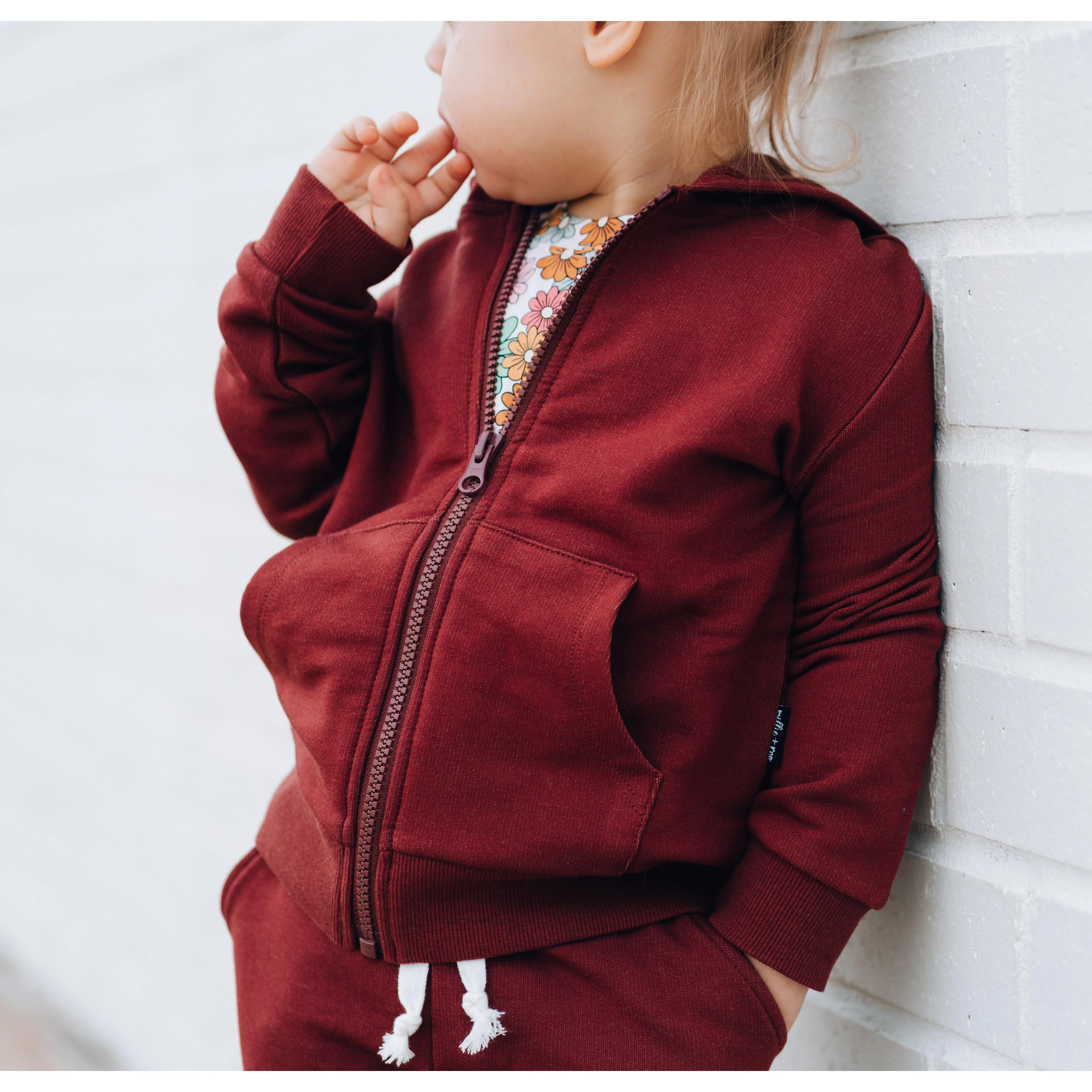 ZIP HOODIE- Oxblood Bamboo French Terry